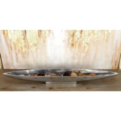 Decorative Trays LITTON LANE 36 In. X 3 In. Polished Silver Aluminum Canoe-Shaped Bowled Tray 11 Decorative Trays LITTON LANE 36 In. X 3 In. Polished Silver Aluminum Canoe-Shaped Bowled Tray -Brita shop silver litton lane decorative trays 30646 31 1000