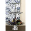 Decorative Trays LITTON LANE 24 In. Polished Silver Aluminum 3-Tiered Round Wavy-Ribbon-Rimmed Tray Stand -Brita shop silver litton lane decorative trays 30876 64 1000