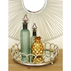 Decorative Trays LITTON LANE Modern Silver Decorative Round Ring Mirror Trays (Set Of 2)