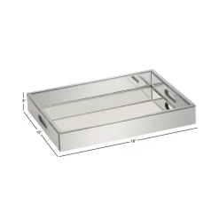 Decorative Trays LITTON LANE 18 In. X 3 In. Modern Silver-Finished Decorative Mirror Tray -Brita shop silver litton lane decorative trays 87316 1f 1000