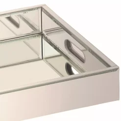Decorative Trays LITTON LANE 18 In. X 3 In. Modern Silver-Finished Decorative Mirror Tray -Brita shop silver litton lane decorative trays 87316 fa 1000