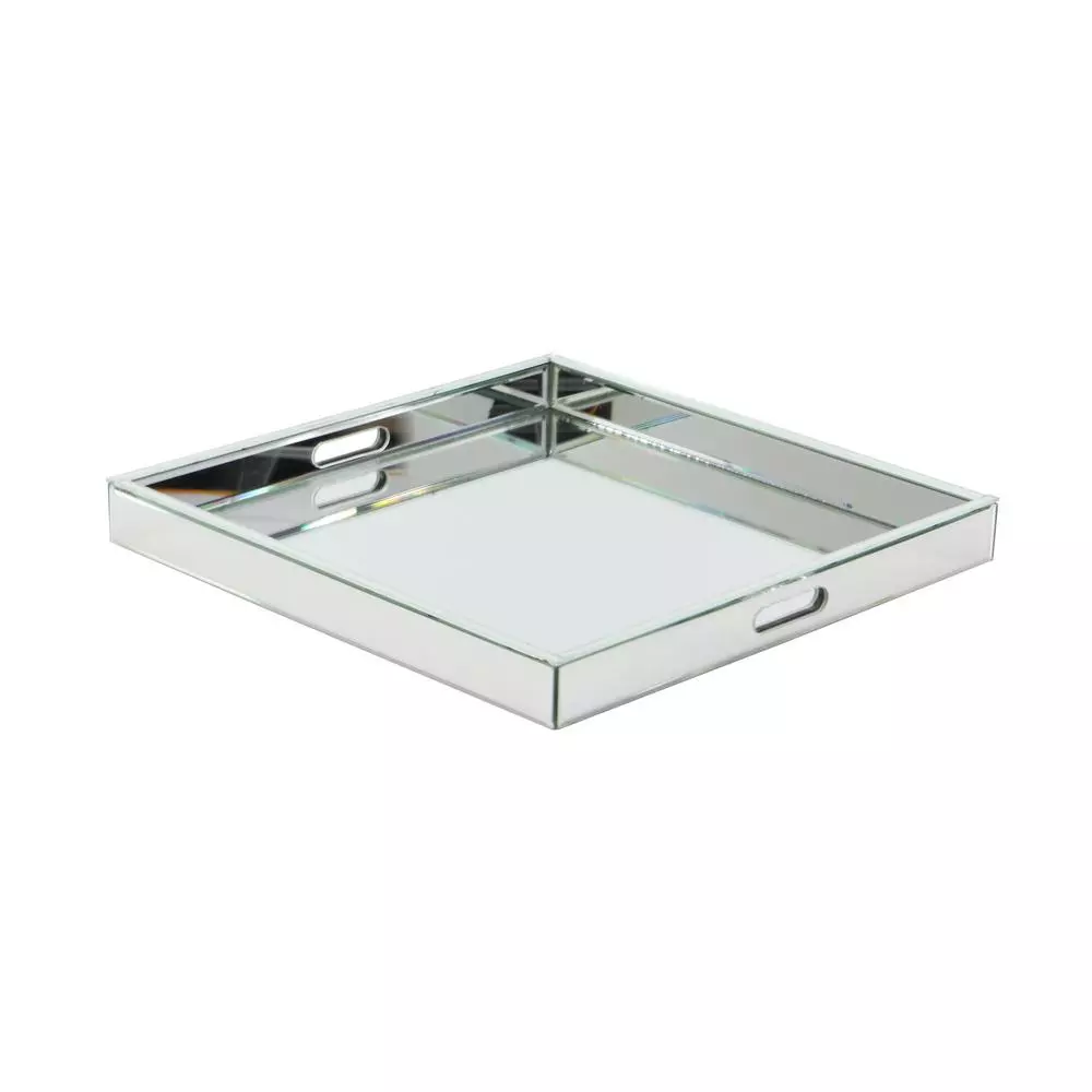Decorative Trays LITTON LANE 20 In. X 2 In. Modern Silver-Finished Decorative Mirror Tray 7 Decorative Trays LITTON LANE 20 In. X 2 In. Modern Silver-Finished Decorative Mirror Tray - Image 5