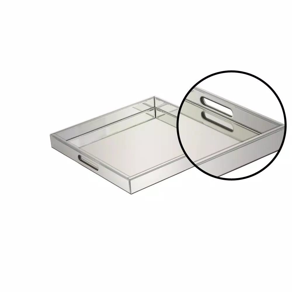 Decorative Trays LITTON LANE 20 In. X 2 In. Modern Silver-Finished Decorative Mirror Tray 5 Decorative Trays LITTON LANE 20 In. X 2 In. Modern Silver-Finished Decorative Mirror Tray - Image 3