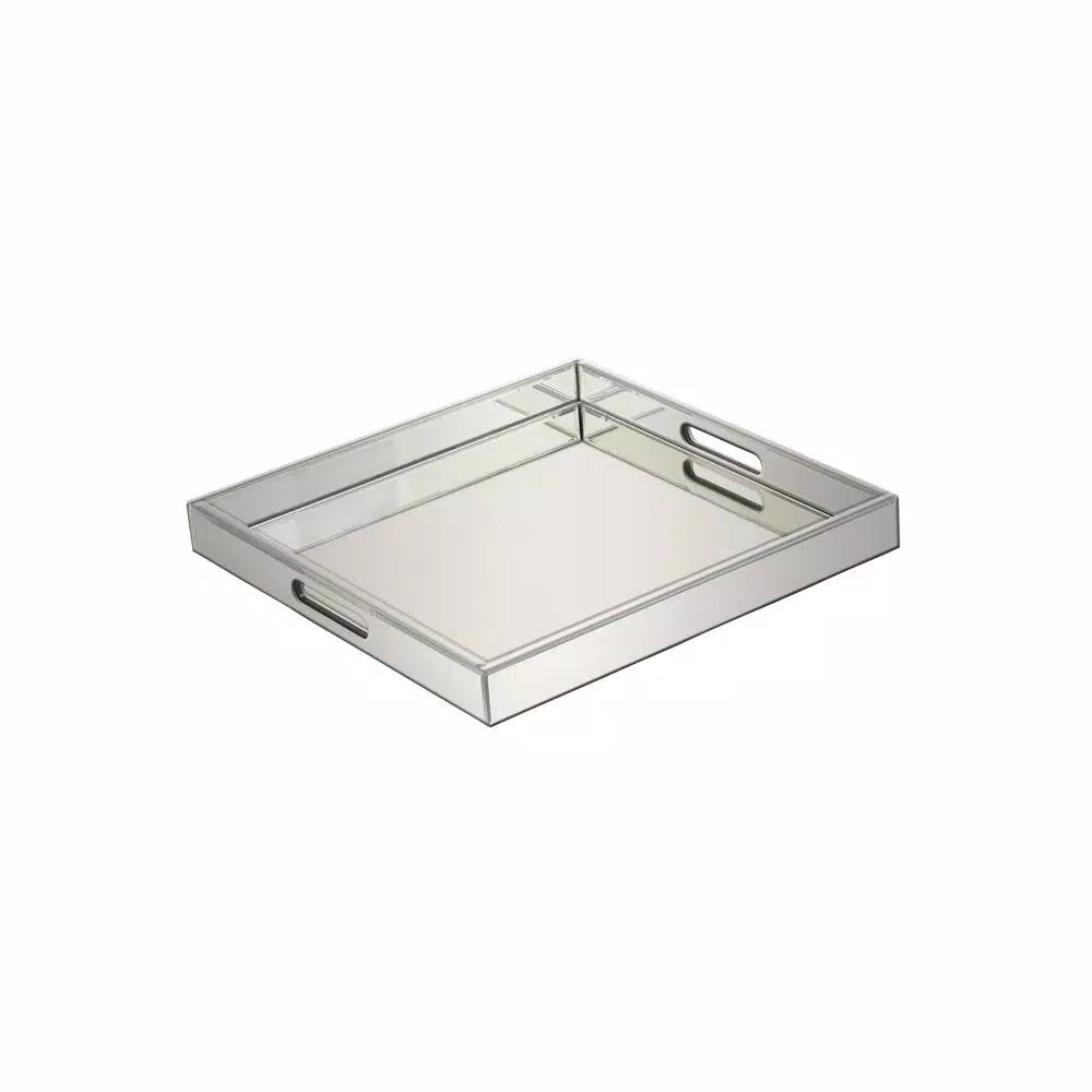 Decorative Trays LITTON LANE 20 In. X 2 In. Modern Silver-Finished Decorative Mirror Tray 4 Decorative Trays LITTON LANE 20 In. X 2 In. Modern Silver-Finished Decorative Mirror Tray - Image 2