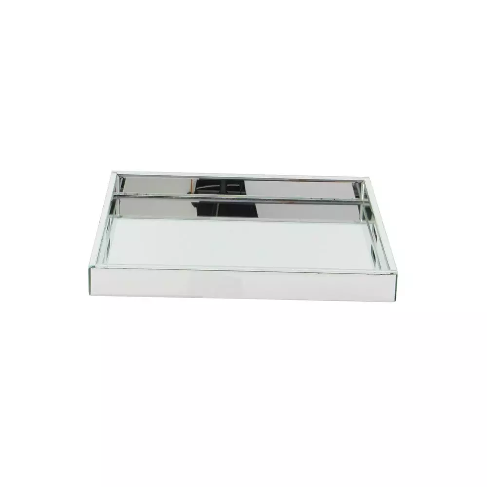 Decorative Trays LITTON LANE 20 In. X 2 In. Modern Silver-Finished Decorative Mirror Tray 8 Decorative Trays LITTON LANE 20 In. X 2 In. Modern Silver-Finished Decorative Mirror Tray - Image 6