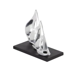 Sculptures LITTON LANE 9 In. Stylized Sailboats Decorative Sculpture In Polished Silver -Brita shop silver litton lane sculptures 26915 1f 1000