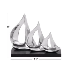 Sculptures LITTON LANE 9 In. Stylized Sailboats Decorative Sculpture In Polished Silver -Brita shop silver litton lane sculptures 26915 44 1000