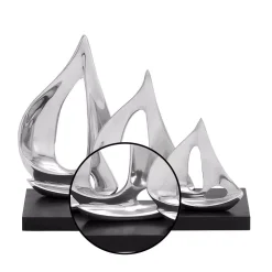 Sculptures LITTON LANE 9 In. Stylized Sailboats Decorative Sculpture In Polished Silver -Brita shop silver litton lane sculptures 26915 4f 1000