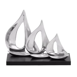 Sculptures LITTON LANE 9 In. Stylized Sailboats Decorative Sculpture In Polished Silver -Brita shop silver litton lane sculptures 26915 c3 1000