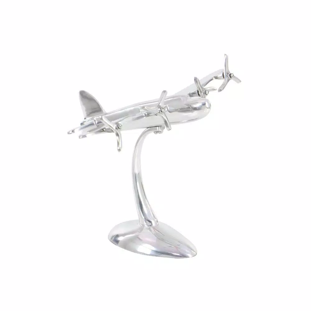 Sculptures LITTON LANE 9 In. Vintage Propeller Airplane Decorative Sculpture In Polished Silver 7 Sculptures LITTON LANE 9 In. Vintage Propeller Airplane Decorative Sculpture In Polished Silver - Image 5