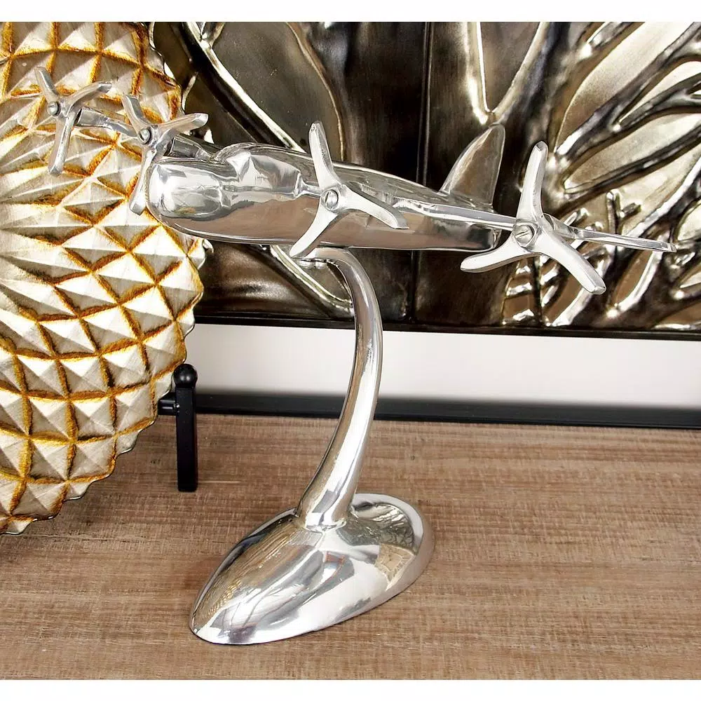 Sculptures LITTON LANE 9 In. Vintage Propeller Airplane Decorative Sculpture In Polished Silver 9 Sculptures LITTON LANE 9 In. Vintage Propeller Airplane Decorative Sculpture In Polished Silver - Image 7