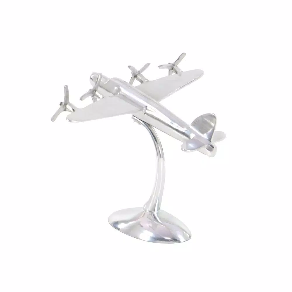 Sculptures LITTON LANE 9 In. Vintage Propeller Airplane Decorative Sculpture In Polished Silver 4 Sculptures LITTON LANE 9 In. Vintage Propeller Airplane Decorative Sculpture In Polished Silver - Image 2