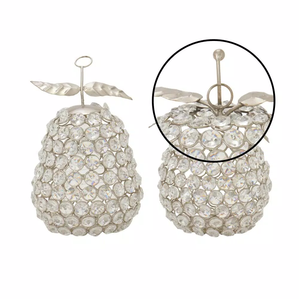 Sculptures LITTON LANE 7 In. Silver Metal And Acrylic Rhinestone Apple And Pear Decor (Set Of 2) 5 Sculptures LITTON LANE 7 In. Silver Metal And Acrylic Rhinestone Apple And Pear Decor (Set Of 2) - Image 3