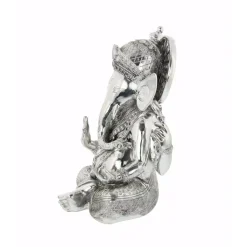 Sculptures LITTON LANE 16 In. X 12 In. Antique Silver Sitting Ganesh Sculpture With Patterned Detailing -Brita shop silver litton lane sculptures 44158 4f 1000