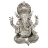 Sculptures LITTON LANE 16 In. X 12 In. Antique Silver Sitting Ganesh Sculpture With Patterned Detailing -Brita shop silver litton lane sculptures 44158 64 1000