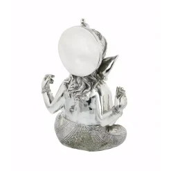 Sculptures LITTON LANE 16 In. X 12 In. Antique Silver Sitting Ganesh Sculpture With Patterned Detailing -Brita shop silver litton lane sculptures 44158 66 1000