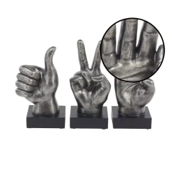 Sculptures LITTON LANE Hand Sign Polystone Sculpture In Silver (Set Of 3) -Brita shop silver litton lane sculptures 77178 4f 1000