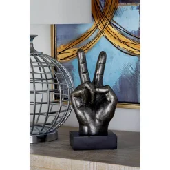 Sculptures LITTON LANE Hand Sign Polystone Sculpture In Silver (Set Of 3)