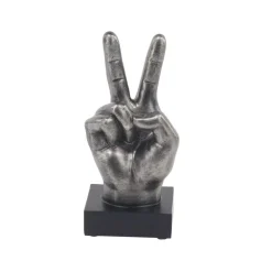 Sculptures LITTON LANE Hand Sign Polystone Sculpture In Silver (Set Of 3) -Brita shop silver litton lane sculptures 77178 76 1000