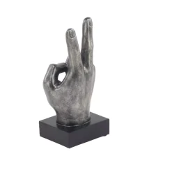 Sculptures LITTON LANE Hand Sign Polystone Sculpture In Silver (Set Of 3) -Brita shop silver litton lane sculptures 77178 fa 1000