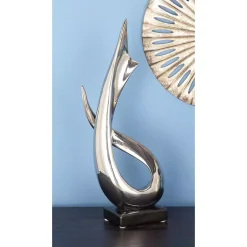 Sculptures LITTON LANE 17 In. X 8 In. Abstract Decorative Statue In Silver Ceramic