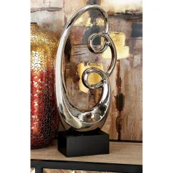 Sculptures LITTON LANE Oval Ceramic Double Loop Abstract Sculpture