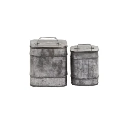 Storage Baskets LITTON LANE Square Iron Metal Boxes With Lids (Set Of 2) -Brita shop silver litton lane storage baskets 49123 c3 1000