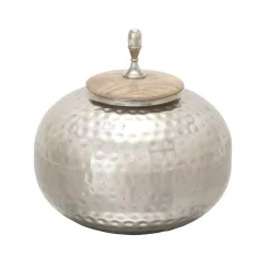 Vases LITTON LANE 12 In. Silver Iron Urn-Type Squat Round Jar With Circular Oak Brown Wood Lid 6 Vases LITTON LANE 12 In. Silver Iron Urn-Type Squat Round Jar With Circular Oak Brown Wood Lid -Brita shop silver litton lane vases 37531 c3 1000