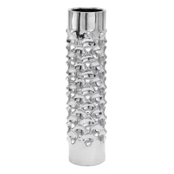 Vases LITTON LANE 23 In. Ceramic Tower Decorative Vase In Silver