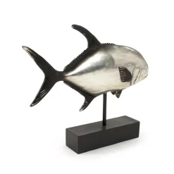 Sculptures Zentique Resin Metallic Silver And Black Pompano On Black Stand -Brita shop sliver black zentique sculptures tma4017905 1f 1000