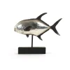 Sculptures Zentique Resin Metallic Silver And Black Pompano On Black Stand