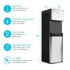 Water Dispensers Avalon Top Loading Water Cooler Dispenser In Stainless Steel -Brita shop stainless steel avalon water coolers a10 tl 76 1000