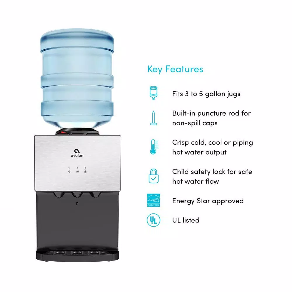 Water Dispensers Avalon Premium 3 Temperature Top Loading Countertop Water Cooler Dispenser UL/Energy Star Approved- Stainless Steel 5 Water Dispensers Avalon Premium 3 Temperature Top Loading Countertop Water Cooler Dispenser UL/Energy Star Approved- Stainless Steel - Image 3