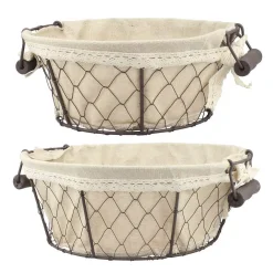 Storage Baskets Stonebriar Collection 12 In. X 5 In. Iron Basket With Fabric Lining (2-Pack) -Brita shop tan stonebriar collection storage baskets sb 5439c 76 1000