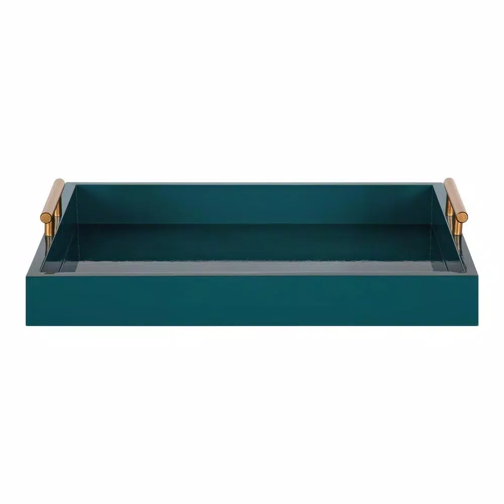 Decorative Trays Kate And Laurel Lipton 17 In. X 3 In. X 12 In. Teal Decorative Wall Shelf 4 Decorative Trays Kate And Laurel Lipton 17 In. X 3 In. X 12 In. Teal Decorative Wall Shelf - Image 2