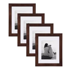 Picture Frames DesignOvation Museum 11×14 Matted To 8×10 Walnut Brown Picture Frame Set Of 4