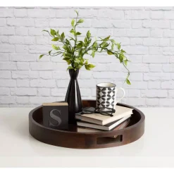 Decorative Trays Kate And Laurel Hutton 18 In. X 18 In. X 2 In. Walnut Brown Decorative Wall Shelf -Brita shop walnut brown kate and laurel decorative trays 215130 31 1000