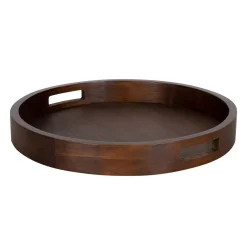 Decorative Trays Kate And Laurel Hutton 18 In. X 18 In. X 2 In. Walnut Brown Decorative Wall Shelf
