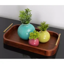 Decorative Trays Kate And Laurel Lipton 18 In. X 3 In. X 10 In. Walnut Brown Decorative Tray -Brita shop walnut brown kate and laurel decorative trays 217749 31 1000