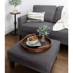 Decorative Trays Kate And Laurel Lipton 18 In. X 3 In. X 18 In. Walnut Brown Decorative Tray -Brita shop walnut brown kate and laurel decorative trays 217754 31 1000