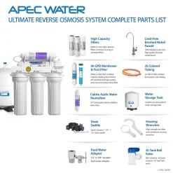 Water Filtration Systems APEC Water Systems Ultimate Premium Quality 90 GPD PH+ Alkaline Mineral Under-Sink Reverse Osmosis Drinking Water Filter System -Brita shop white apec water systems reverse osmosis systems ro ph90 44 1000