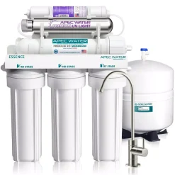 Water Filtration Systems APEC Water Systems Essence 75 GPD 7-Stage Reverse Osmosis Water Filtration System With Alkaline Mineral PH+ And UV Ultra-Violet Sterilizer