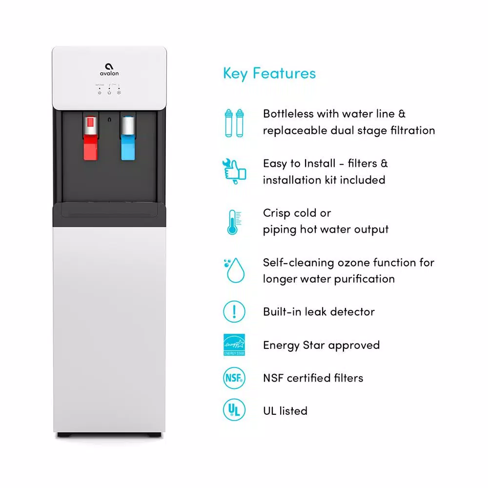 Water Dispensers Avalon Self-Cleaning Touchless Bottle-Less Water Cooler Dispenser With Hot/Cold Water, Child Lock, NSF/UL/ENERGY STAR, White 10 Water Dispensers Avalon Self-Cleaning Touchless Bottle-Less Water Cooler Dispenser With Hot/Cold Water, Child Lock, NSF/UL/ENERGY STAR, White - Image 8