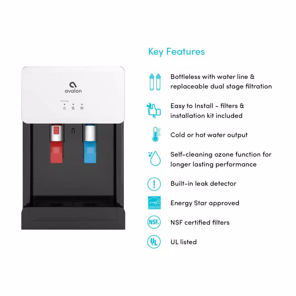 Water Dispensers Avalon Countertop Self Cleaning Touchless Bottle Less Water Cooler Dispenser, Hot/Cold Water, NSF/UL/Energy Star, White 5 Water Dispensers Avalon Countertop Self Cleaning Touchless Bottle Less Water Cooler Dispenser, Hot/Cold Water, NSF/UL/Energy Star, White - Image 3