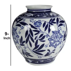Vases Benjara White And Blue Gorgeous Pot Shaped Vase -Brita shop white blue benjara vases bm145577 4f 1000
