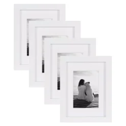Picture Frames DesignOvation Gallery 5 In. X 7 In. Matted To 3.5 In. X 5 In. White Picture Frame (Set Of 4)