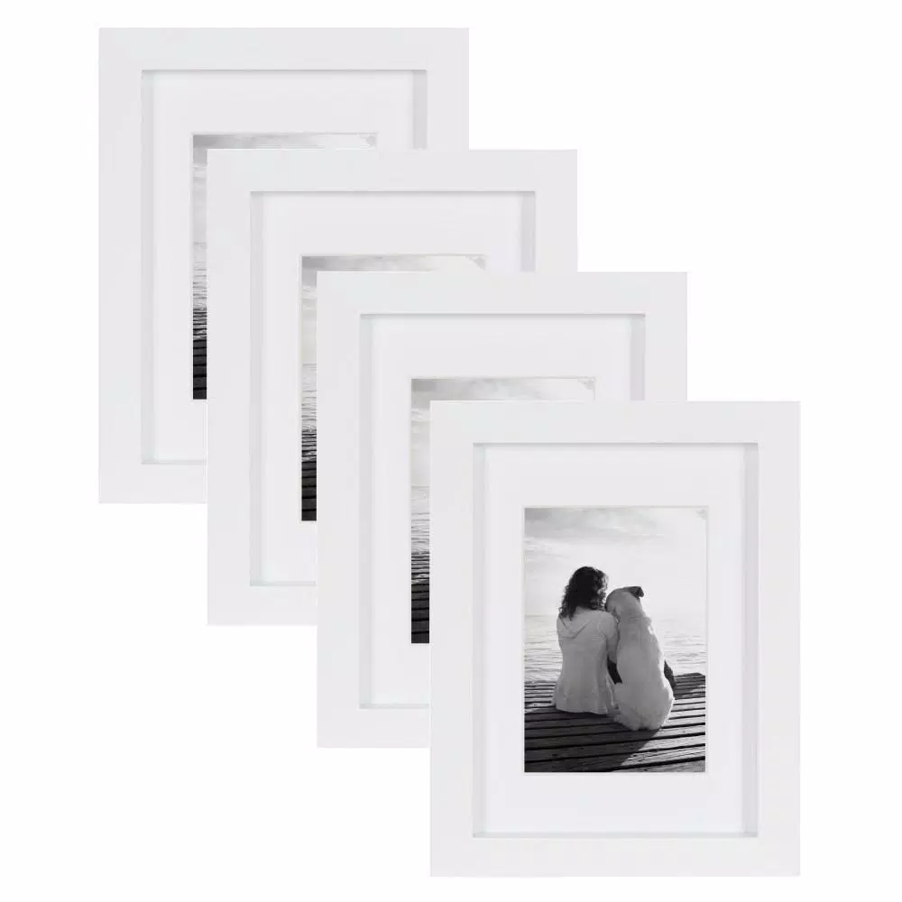 Picture Frames DesignOvation Gallery 5 In. X 7 In. Matted To 3.5 In. X 5 In. White Picture Frame (Set Of 4) 3 Picture Frames DesignOvation Gallery 5 In. X 7 In. Matted To 3.5 In. X 5 In. White Picture Frame (Set Of 4)