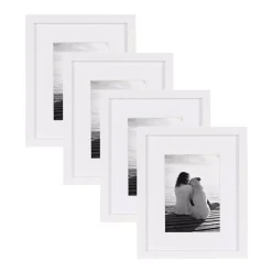 Picture Frames DesignOvation Gallery 8 In. X 10 In. Matted To 5 In. X 7 In. White Picture Frame (Set Of 4)