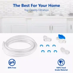 Water Filtration Systems Express Water Refrigerator Connection Kit For Reverse Osmosis Water Filtration System Includes 15 Ft. Tubing And Fittings -Brita shop white express water reverse osmosis systems prtrefkit14q e1 1000