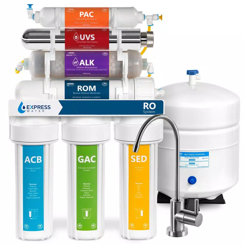 Water Filtration Systems Express Water Express Water UV Reverse Osmosis Water Filtration System – 11 Stage UV Water Filter With Faucet And Tank – 100 GDP 3 Water Filtration Systems Express Water Express Water UV Reverse Osmosis Water Filtration System – 11 Stage UV Water Filter With Faucet And Tank – 100 GDP
